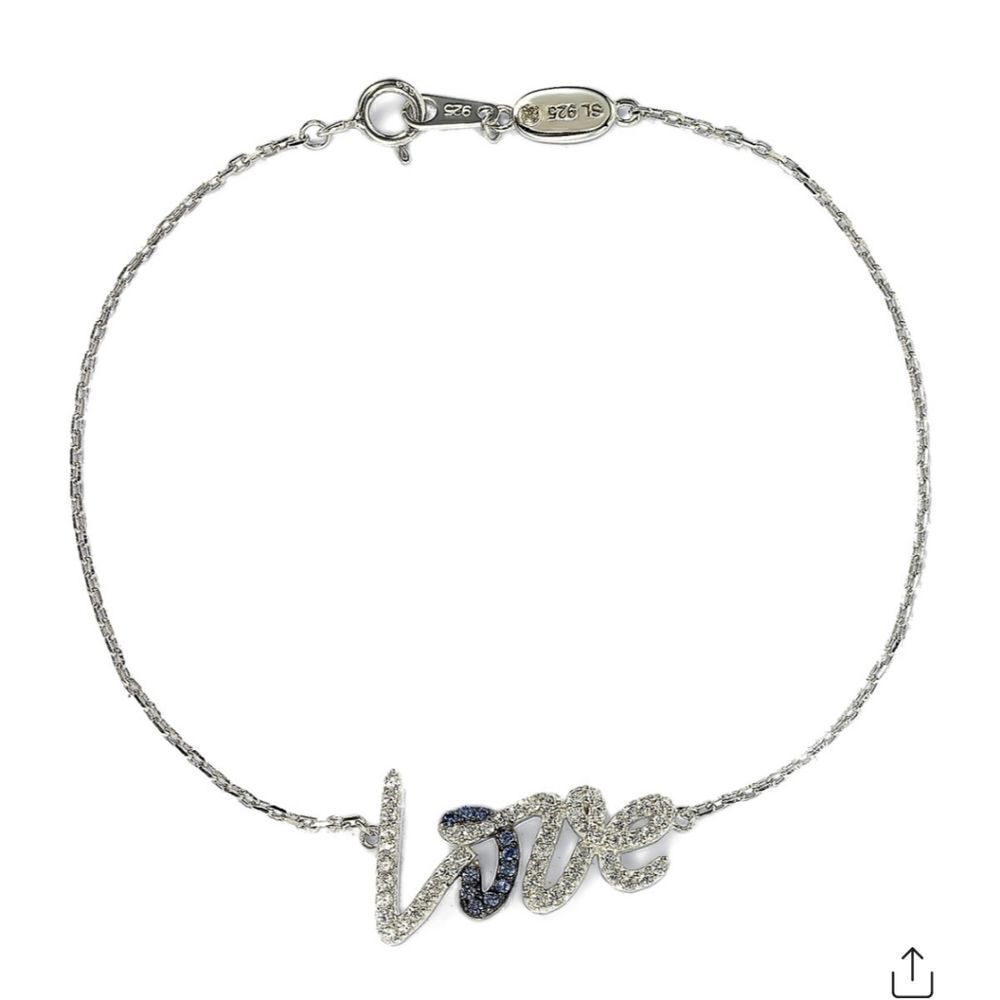 SUZY LEVIAN Silver Diamond and Sapphire Love Bracelet
